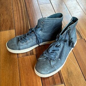 Blue High-Top Sneakers with Zipper